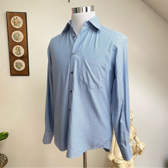 Hugo Boss Geometric Checkered Cutaway Collar Button Up Shirt - Picture 7 of 12